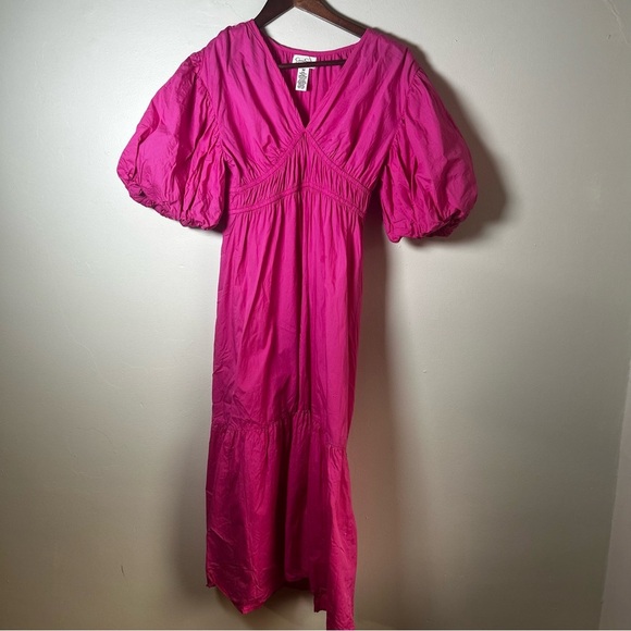 Puff Sleeve Pink Women's Dress - Picture 1 of 3